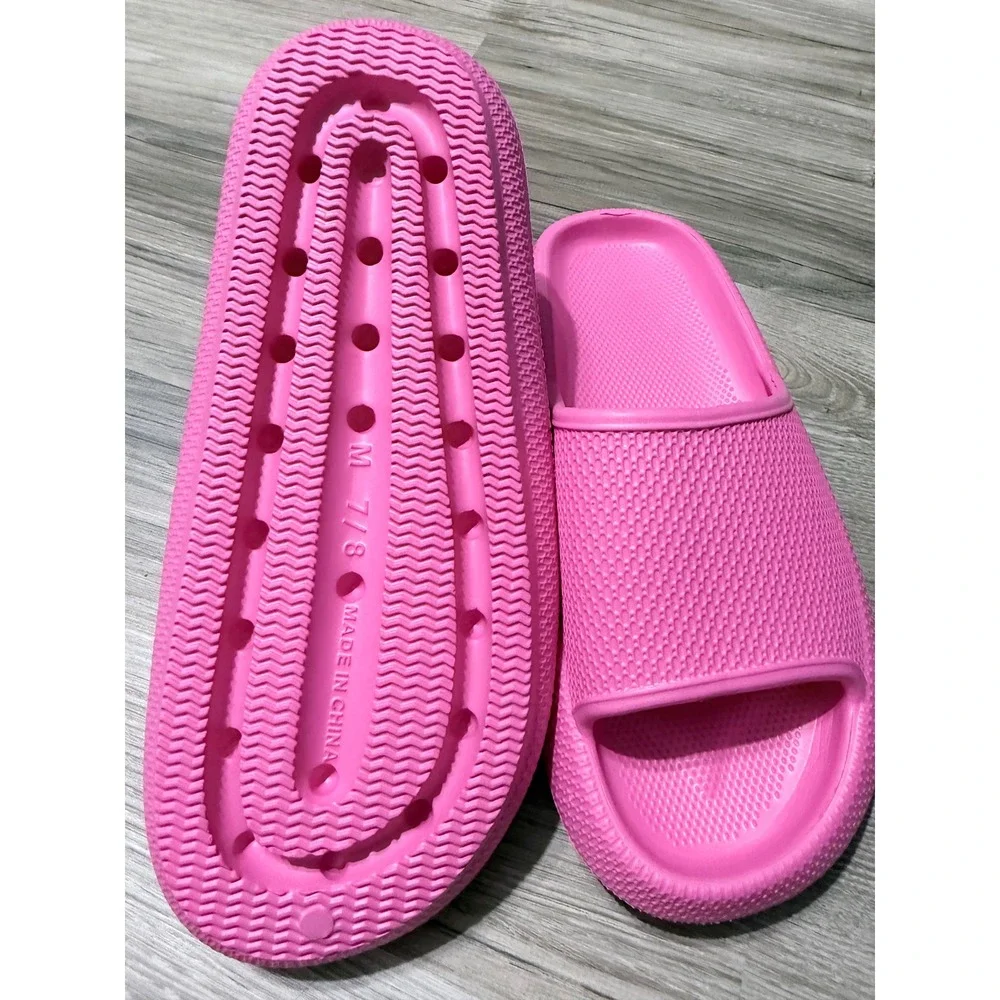 Pink Cloud Slides Platform Cushion Sandals Slip On Comfort Shoes Mens 7/8